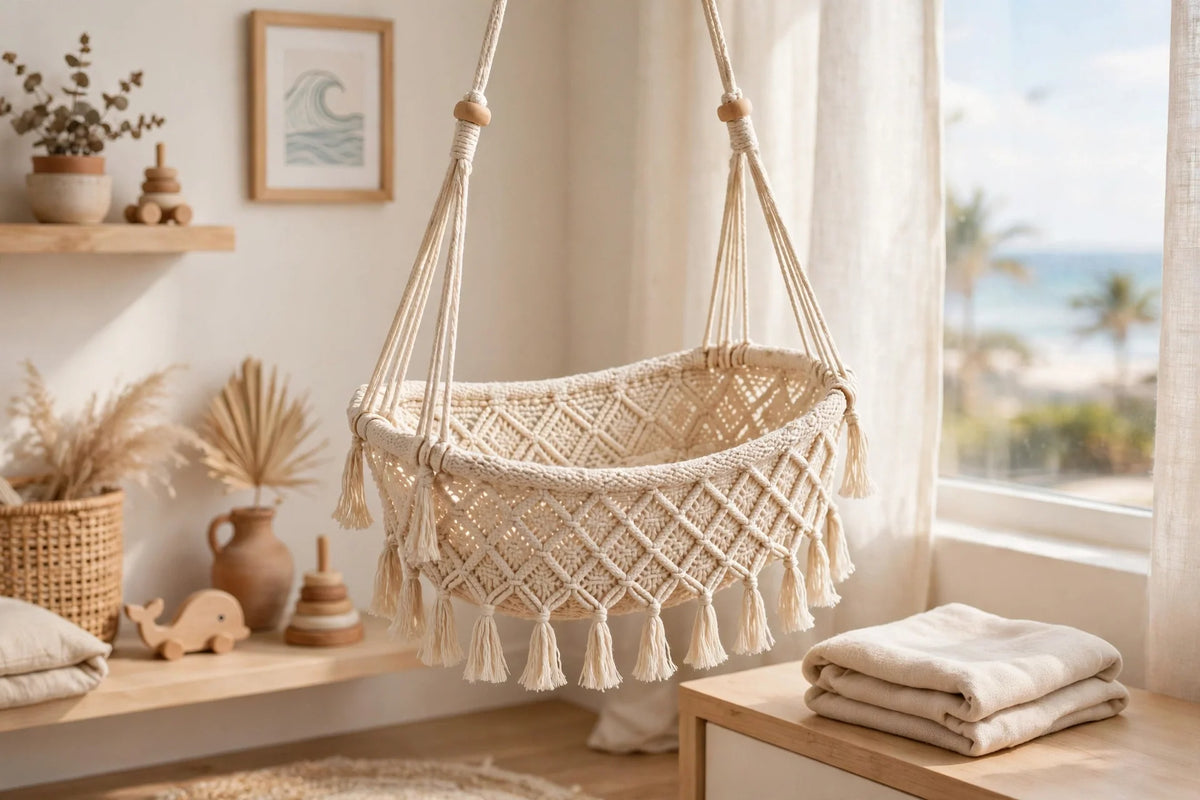 Traditional Yucatán baby hammock cradle handwoven in soft cotton